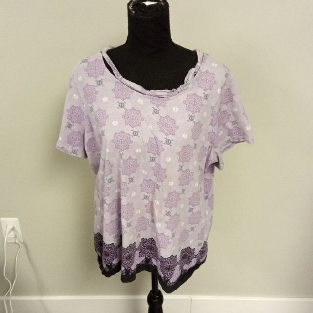 Croft & Barrow Women's Purple Short Sleeve Shirt 1X